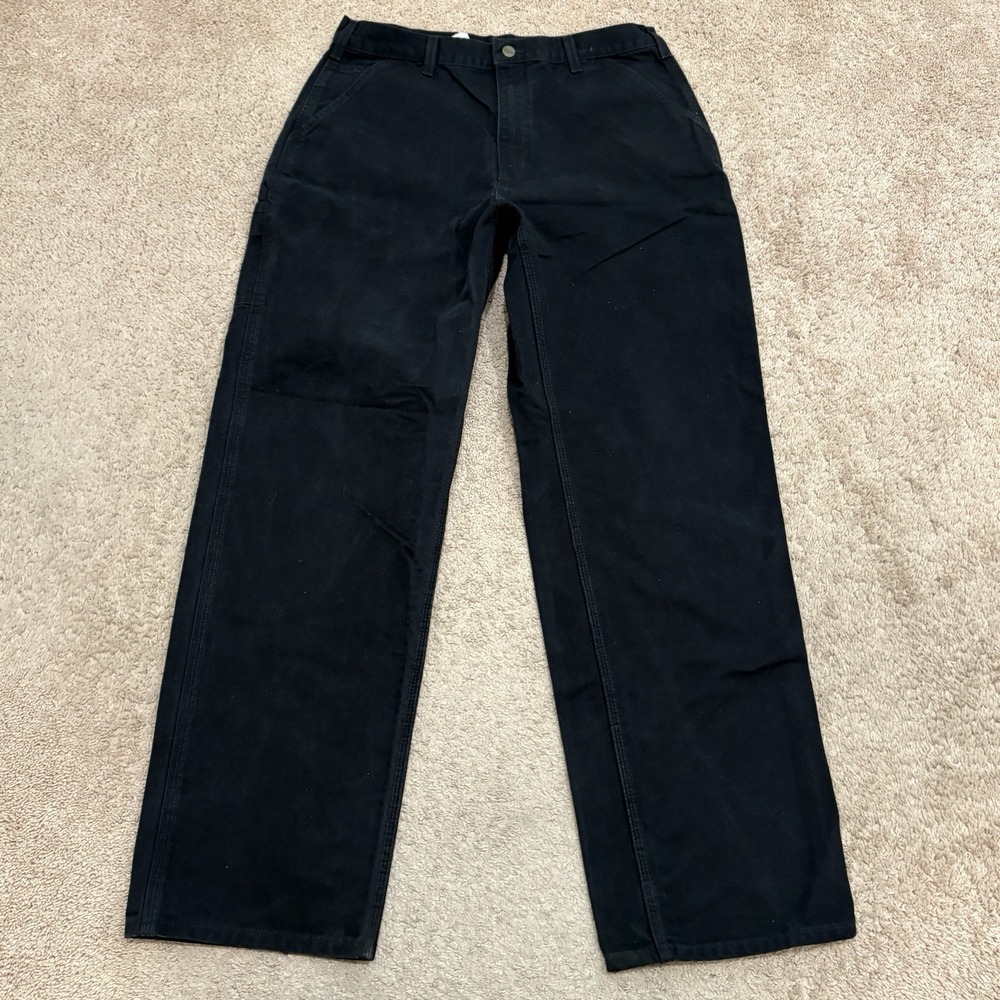 Carhartt Carpenter Pants Men's 34x34 Black Duck Canvas Workwear B11 BLK